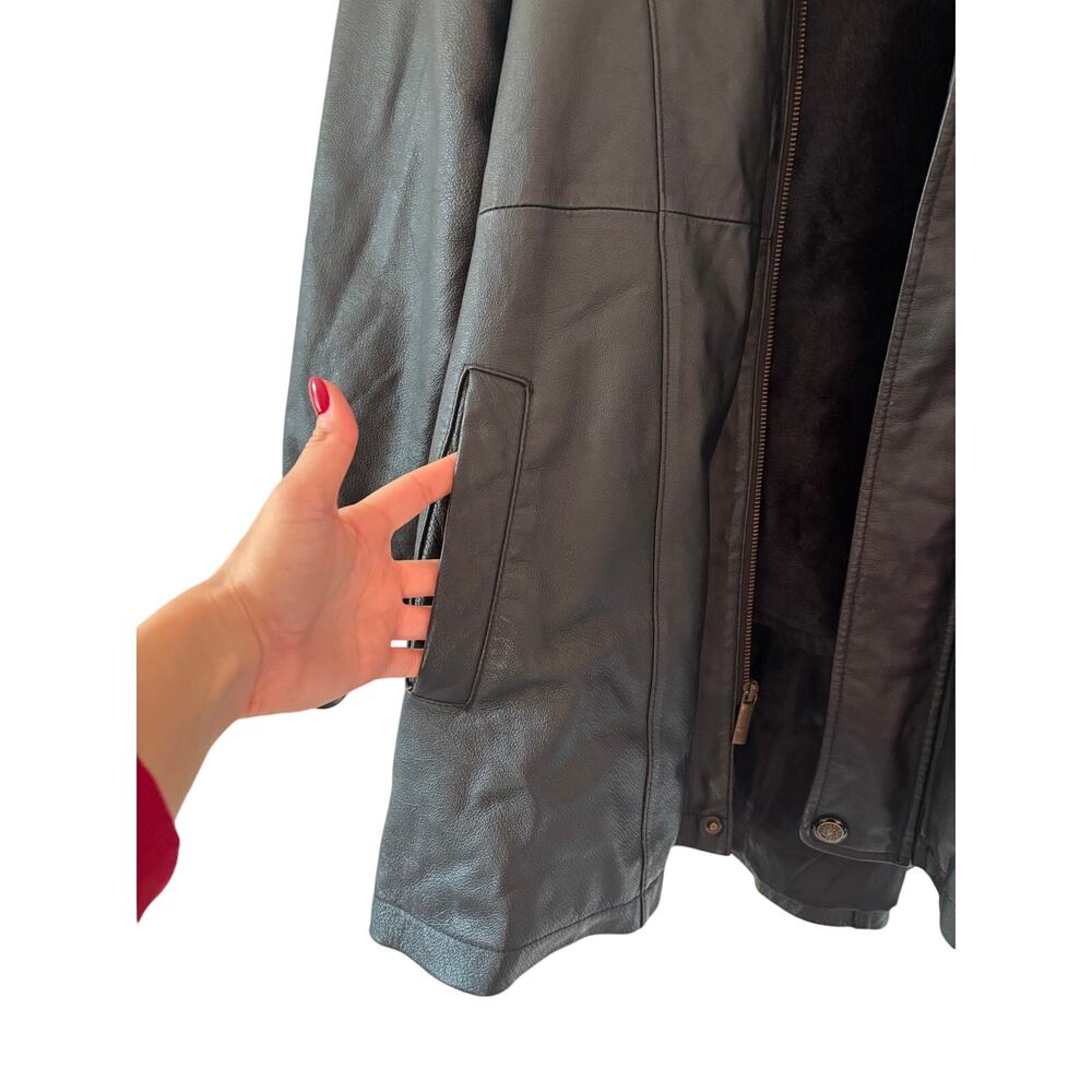 Vilanto Men's Black Leather Hooded Coat Size 3XL Zipper is not working - Picture 6 of 14